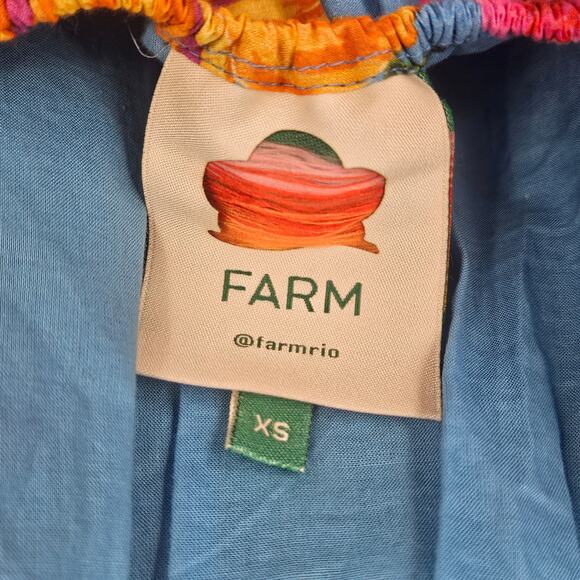 Farm Rio Toucans Garden Blue Floral Puff Sleeve Open Back Midi Dress XS‎ - Picture 12 of 14